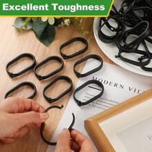 Black Sunshade Curtain Hooks, O-Shaped Closed Design Black Plastic Shower Curtain Rings, Curtain Hanging Rings, Non-Detachable Press-Lock Thickened Reinforced Hanging Rings - Multicolor - View 4