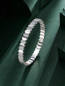 4pcs/Set Women's Geometric Tiered Rhinestone Bracelet & Ring Set, Luxury 3D Patchwork Design, Exquisite Sparkling Versatile Jewelry, Suitable For Banquet, Date, Wedding And Holiday Gift - S62619-jZ23846 - View 35