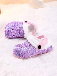 New Girls' Casual Fashion Thermal Lined Warm Winter Clogs - Pink - View 2