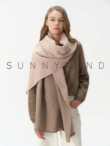 1pc Women's Solid Color Polyester Commuter Fashion Versatile Scarf For Daily Use - Pink - View 9
