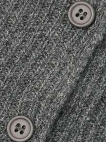 Women's Grey V-Neck Single-Breasted Ruffle Hem Wool Blend Cardigan Sweater, Autumn Outfit For Outing, Dating, Shopping And Commuting - Grey - View 6