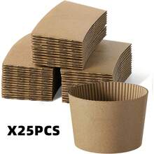 50/100pcs Premium Disposable Coffee Cup Sleeves, Corrugated Kraft Paper Heat Insulation Sleeves, Suitable For Hot And Cold Drinks, Fit Multiple Paper Cup Sizes, Suitable For Commercial And Home Use, Christmas, Family Gatherings - Multicolor - View 14