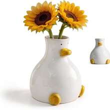 Handcrafted Ceramic Duck Vase, White Modern Flower Vase With Duck Design - Vase - View 9