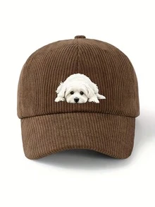 1pc Corduroy Baseball Cap With Cute Dog Patch, Vintage Y2K Adjustable Dad Hat, Personalized Pet Lover Style, Suitable For Daily Commute, Travel, Dog Walking - Multicolor - View 15