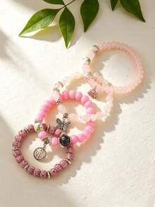 1 Set Women's Bohemian Beaded Bracelet Butterfly Anchor Elephant Alloy Pendant Multicolor Bracelets - Multicolor - View 3