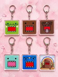 1pc/6pcs Domo-Kun Themed Acrylic Keychains, Featuring Multi-Color Classic Expressions, Funny Glasses, Tongue-Out And Imaginative Cardboard Box Designs, Fashionable Bag Charms, Suitable For Back To School, Gift For Fans, Exquisite Collection, All-Season Use. - Multicolor - View 2