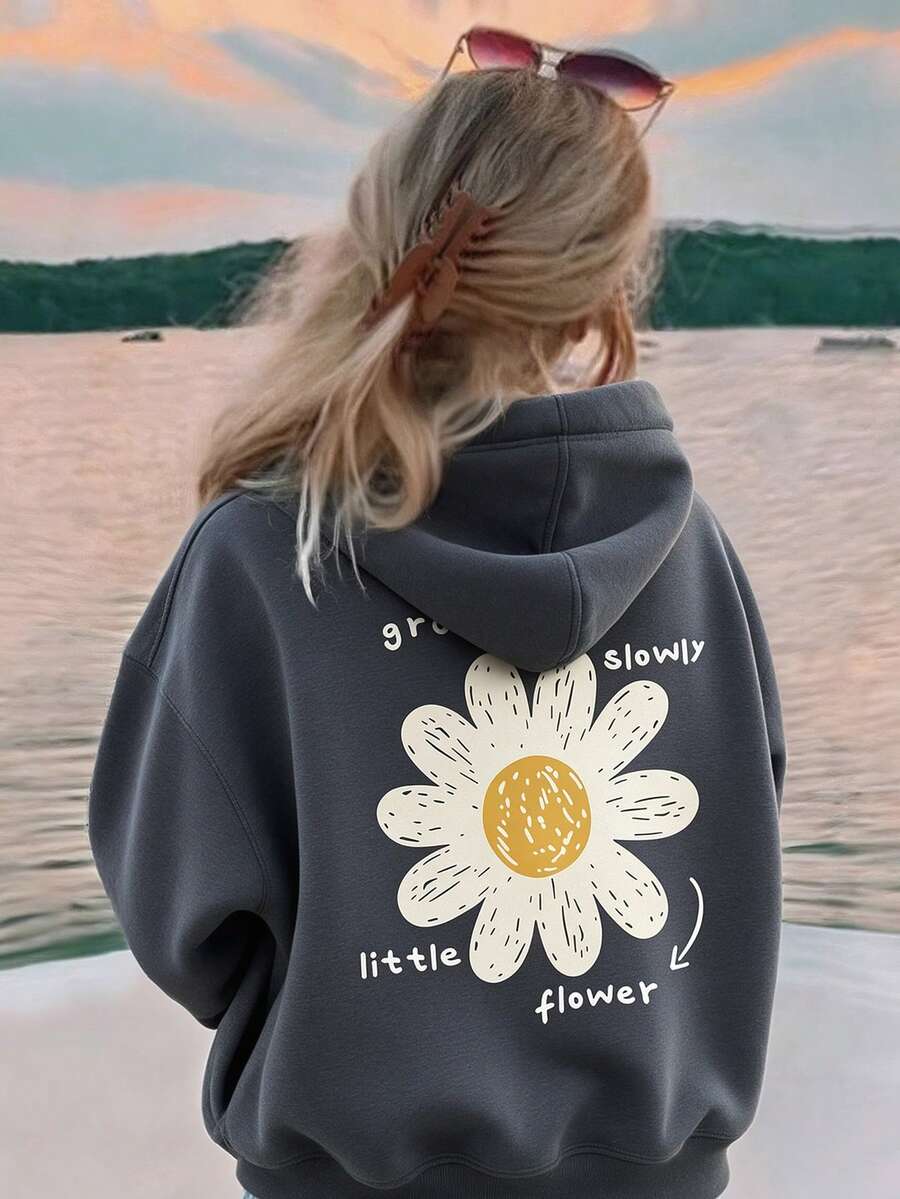 1pc Girls Casual Printed Pullover Sweatshirt, Autumn/Winter Student Toddler Long Sleeve Fleece Lined Thick Top - Dark Grey - View 1