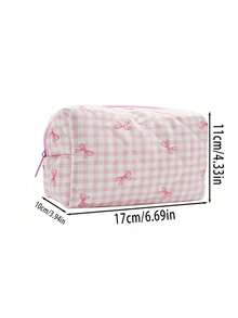 6/1pc Bow Quilted Makeup Bag, Mini Cosmetic Bag, Women's Simple Zipper Travel Bag, Lipstick Storage Pouch, Portable Travel Toiletry Organizer, Multi-Functional Storage Bag, Suitable For Home Storage, Outdoor Travel, Beach Vacation - Multicolor - View 7