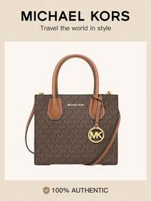 Michael Kors Mercer Medium Pebbled Leather Crossbody Bag - 黑棕色 - 查看 1