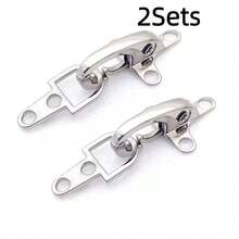 2Sets (1 Set = 1 Set Of Buttons + 5 Sets Of Rivets) Alloy Airplane Buckle, Interlocking Motorcycle Jacket Button, Handbag Snap Button Accessory, Unisex Hand-Sewn Hook And Eye Jacket Zipper Buckle - Multicolor - View 14