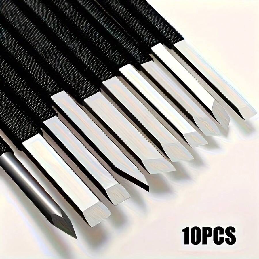 10pcs Carving Tool Set, Suitable For Wood, Stone And Seal Carving, Art Creation Texture Tools, Clay Art Texture Tool Set, DIY Handmade Shaping - Made Of High Carbon Steel - Carving Knife - View 1