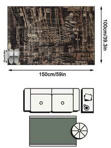 1PC Dark Brown Black Abstract Geometric Vintage Distressed Area Rug, Faux Cashmere Material Rectangular Mottled Line Distressed Pattern, Machine Washable Suitable For Living Room Bedroom Daily Home Decor, Aesthetic Home Decoration - Multicolor - View 14