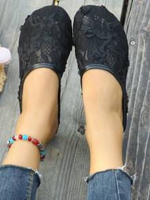 Fashionable Breathable Mesh Minimalist One-Piece Slippers - Black - View 2