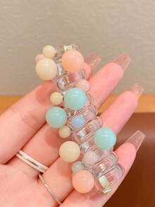 2pcs/Set Children's Elastic Telephone Cord Hair Ties, Cute Colorful Ball Hair Accessories - Multicolor - View 5