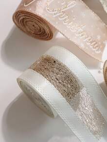 1pc Champagne Christmas Ribbon Gift Box Bowknot Binding Strap Satin Ribbon Christmas Decoration Supplies - Multicolor - View 7