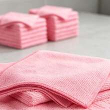 10pcsMicrofiber Cleaning Cloths, Reusable Absorbent Kitchen Dish Towels, Multi‑Purpose Household Cleaning Rags For Countertop Glass Table Washing, Soft Lint‑Free Small Cleaning Towels - Pink - View 3