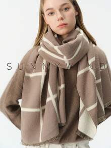 1pc Women's Solid Color Polyester Commuter Fashion Versatile Scarf For Daily Use - Khaki - View 9