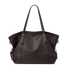 Women Black Crinkled Tote Shoulder Bag, Star Rivet Decor Adjustable Strap Large Capacity Casual Daily Handbag - Multi-color - View 7