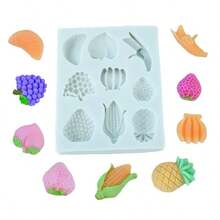 Mini Multi-Cavity Fruit-Shaped Silicone Mold, 9-Piece Fruit & Vegetable Handmade Aromatherapy Candle Car Decor Handmade Soap Soft Mold - Miniature Fake Fruit - View 4