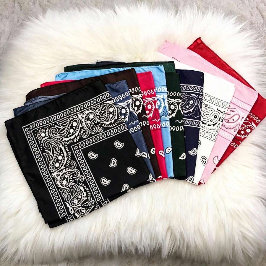 3PCS Mixed Color Polyester Paisley Flower Bandana, Outdoor Cycling Headscarf, Hip Hop Street Dance Handkerchief, Festival Costume, Beach Cover-Up - Dark Color Combination - View 1