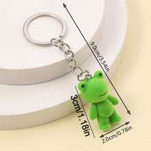 2pcs Multicolor 3D Flocked Funny Frog Keychain Pendant Green Frog Cute Car Key Chain Bag Charm - Multicolor - View 4