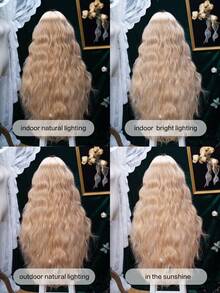 alicegarden 34-Inch Long Synthetic Wig Featuring A Natural Wavy Style In A A Stunning Linen-Gold. Designed With Bangs , This False Hairpiece Is Perfect For Ms Daily Party Cosplay Use, Offering A Natural And Natural Durable Wig Gift For Ladies. - Linen Gold - View 10