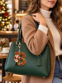 2D Flat Acrylic Christmas Nutcracker Initial Letter Keychain, A-Z 26 Letters, Festive Bag Charm & Key Ring, Cute Holiday Gift For Friends, Women & Men - Multicolor - View 3