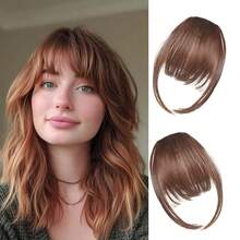 1pc Clip-In Bangs Hairpiece, Thin Tulle Fringe With Sideburns, Lightweight Realistic Straight Bangs With Invisible Hairline, Synthetic Fiber Natural Style Fake Bangs Hair Accessory, Suitable For Women And Girls Daily Wear - Multicolor - View 6