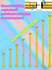 [Best Seller]1pc Extra Long Stainless Steel Telescopic Rod, Curtain Rod, Door Curtain, Wardrobe, Shower Curtain Rod, Tension Rod, Clothes Drying Rod, Pull Curtain Rod, Window Curtain Rod, Wardrobe Hanging Rod, Extendable Rod, Laundry Drying Rod, Hanging Rod Bracket, Kitchen Utensil Storage Rod, Black Room Divider, Spring Curtain Rod, Spring Shower Curtain Rod, No Drilling Required, Adjustable Bathroom Divider Spring Rod, Adjustable Black Shower Curtain Rod, No Drilling Required, Easy Installation, Suitable For Bathroom - Multicolor - View 31