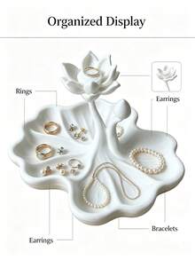 1PC Elegant Lotus Shaped Jewelry Display Tray - Creative Lotus Flower Jewelry Storage Dish, Jewelry Tray With Cute Lotus Leaf Decoration, Perfect For Rings, Earrings, Necklaces Storage, Cute Home Decor Ornament - Lotus - View 4