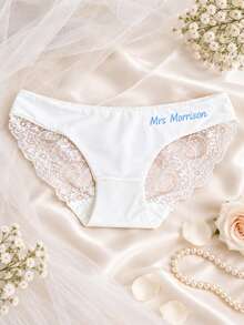 Personalized Underwear, Customized Sexy Bridal Lingerie Party Gift, Personalized White Lace Bridal Thong, Suitable For Valentine's Day, Wedding Lingerie Party - Multicolor - View 3