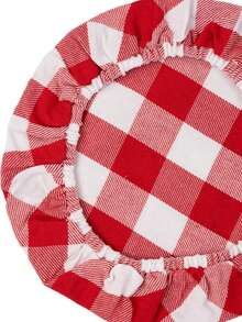 3pcs Christmas Red & White Plaid Pattern Mixing Bowl Covers - Sourdough Bread Bowl Covers - 3CM Large Grid, Fabric Bowl Cover Set, Elastic, Can Cover Fruit, Vegetable Storage Boxes And Adjust Humidity - Red - View 6
