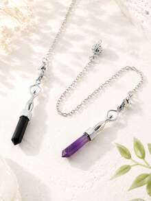 1pc Hexagonal Crystal Pink Quartz Pendulos For Dowsing Divination Yoga Style Natural Stone Reiki Spiritual Pendant Pendulo H957 - Pendant - View 3