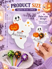 Halloween Ghost Lollipop Holder Cards, Cute Pumpkin Candy Display Tags, Halloween Party Favors, Classroom Treats, Candy Table Decorations, Classroom Gifts And Goodie Bag Decorations - Multicolor - View 9