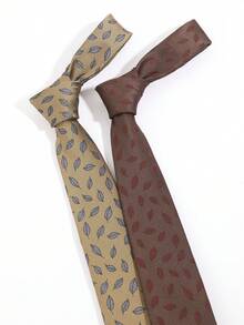 1PC Men's Fashion Casual Versatile Small Leaf Pattern Tie Suitable For Daily Business Commute Banquet Date Matching - Multicolor - View 1