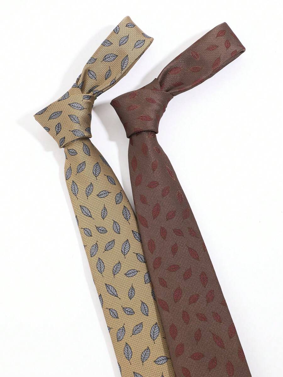 1PC Men's Fashion Casual Versatile Small Leaf Pattern Tie Suitable For Daily Business Commute Banquet Date Matching - Multicolor - View 1