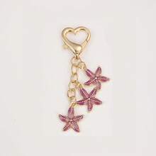 1Pc Starfish Keychain, Alloy Enamel Ocean Sea Star Bag Charm With Heart Clasp, Backpack Pendant, Summer Holiday Gift For Girls Women - Multicolor - View 4