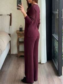 Women Sweater Co-Ords - Redwood - View 2