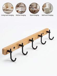 Hook Rack, Suitable For Kitchen Gadgets, Bath Accessories, Hand Towels And Lightweight Garments. Drill-Free Adhesive Installation Without Damaging Tiles, Perfect For Kitchen, Bathroom And Entry Wall, Combines Practical Storage - Multicolor - View 5