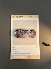 時尚透明可折疊化妝鏡手機支架，自黏背貼鏡面支撐架，橫向與縱向雙用便攜式桌面手機架 - 多色-萬聖節快樂 - 查看 11