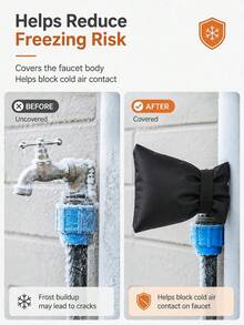 1/2pcs Black Outdoor Faucet Winter Pipe Protection Cover (Waterproof & Anti-Freeze), Reusable, Suitable For Outdoor Patio, Home Faucet Protection, Garden And Outdoor Gardening Accessories & Tools - A - View 3