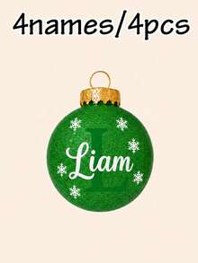 Custom Initial Christmas Ball Ornament, Personalized Holiday Tree Hanging Decor, Sparkly Red Green Bauble, Customized Name Family Keepsake Gift, Customizable Xmas Ornament For Home, Party & Gift Giving, Christmas Decorations, Merry Christmas, Family - Style D - View 21