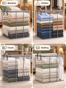 Kotak Penyimpanan Lipat dengan Pegangan, Kotak Penyimpanan dengan Resleting, Cocok untuk Perlengkapan Tidur, Pakaian, Selimut, Ideal untuk Kamar Tidur di Rumah, Kamar Asrama, Juga Sebagai Keranjang Cucian, Dekorasi Kamar Tidur, Kotak Penyimpanan untuk Kembali ke Sekolah - MultiWarna - View 4