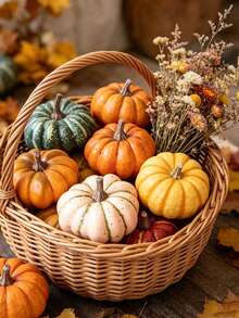 9/1pc -Random Artificial Pumpkins Fake Pumpkins, Autumn Harvest Faux Pumpkin Set For Home Decor, Fall Pumpkins Decor Set, Mini Artificial Pumpkins Decorations For Home, Wedding, Fall Centerpieces Decor, Halloween, Thanksgiving - Multiple Styles - View 3