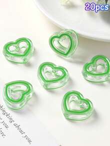 20pcs 24mm Transparent Colorful Acrylic Oil Drop Beads Hollow Heart Beads DIY Beading Loose Beads Phone Chain Accessories - Hollow Heart Beads - View 16