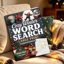 1piece,Christmas Word Search Puzzle NoteBook For Adults Seniors, 22 Pages Large Print Holiday Brain Game,Multiple Styles Available,No Pen Include - Rectangle - View 6