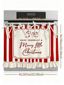 1pc 2D Red And White Striped Ruffle Multi-Functional Decorative Curtain, Suitable For Kitchen Skirt, Oven Cover, Washing Machine, Dishwasher, Bathroom Window Decoration And Kitchen, Halloween Kitchen Apron - Multicolor - View 8