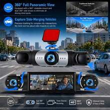 4 Channel 360° Panoramic Dash Cam For Cars, Equipped With Front, Rear & Interior Cameras, Built-In Night Vision, 24H Parking Monitoring & Loop Recording Function, Universal For Most Car With 150mAh Built-In Rechargeable Battery - Dash Cam - View 3