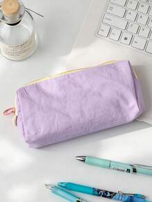 Custom Embroidered Name Pencil Case, Personalized Text Zipper Pen Bag, Large Capacity Stationery Storage Pouch, Aesthetic School Supplies, Customized Gift For Girls Students > - Multicolor - View 11