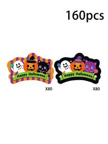40/80pcs Halloween Pumpkin Ghost Stickers Labels Self-Adhesive For Envelope Sealing, Party Gift Decoration, Halloween Trick Or Treat, School Party - Multicolor - View 9